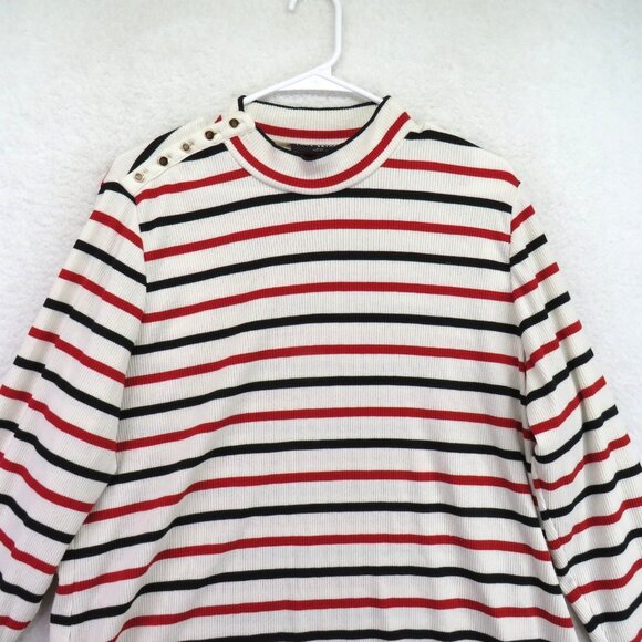 Lane Bryant Sweater Womens 18/20 Striped Gold Button Shoulder Pullover Top - Picture 2 of 10